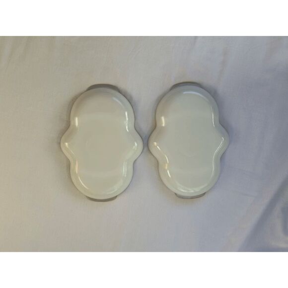 Vintage Fire King Milk Glass Three Section Platter Set, Gold Trim, Made in USA - Picture 3 of 8